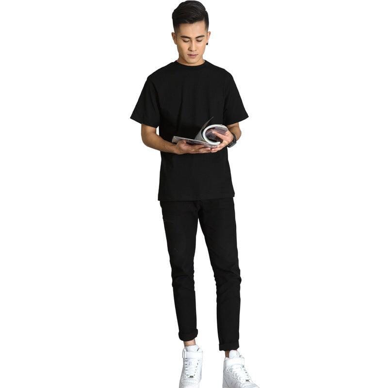 Solid Color Cotton T-Shirts Men's And Women's Short-sleeved T-shirts Icandoit1 Black 2XL