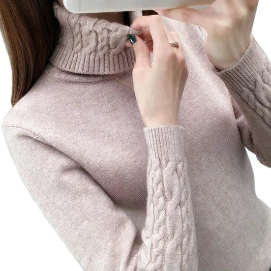 Women Sweater Turtleneck Pullovers Autumn Winter Sweaters New 2024 Long Sleeves Thick Warm Female Sweater Khaki