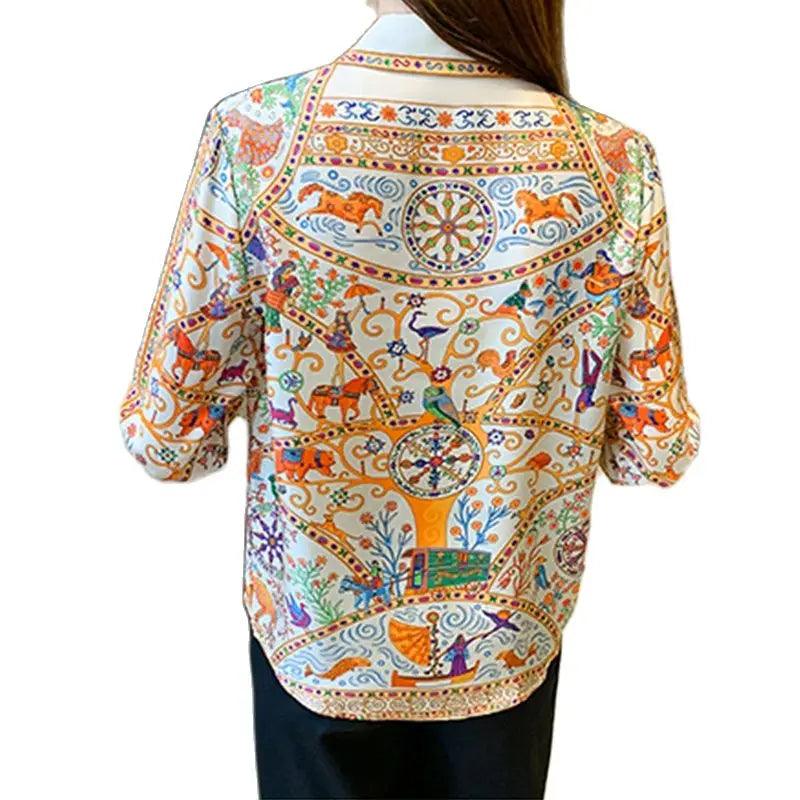 Women's Flower Print Long Sleeve Blouses