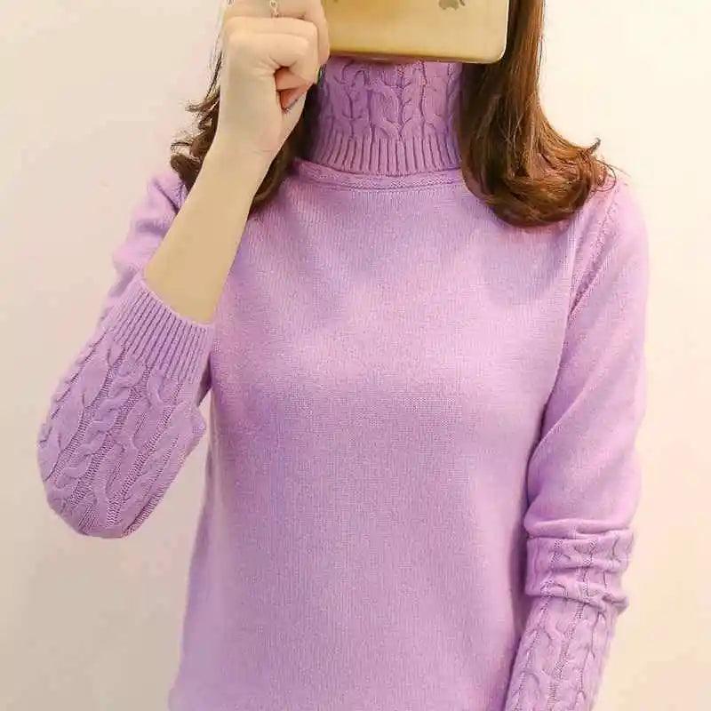 Women Sweater Turtleneck Pullovers Autumn Winter Sweaters New 2024 Long Sleeves Thick Warm Female Sweater Khaki