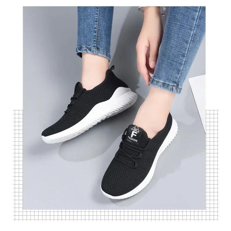 Women's Casual Sneakers Summer Comfortable Breathable Platform Shoes Fashion Women Versatile Lace-up Shoes