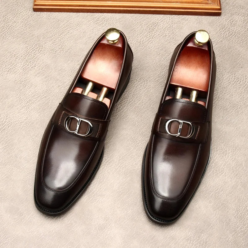 Men's Leather Slip-On Dress Shoes