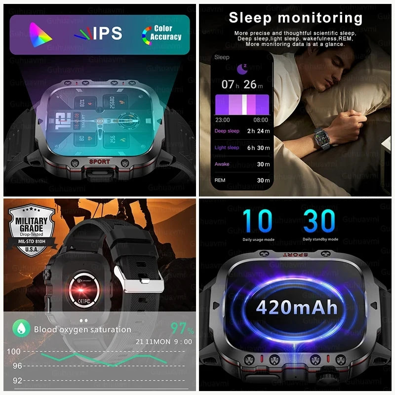 New Rugged Military Fitness Smart Watch