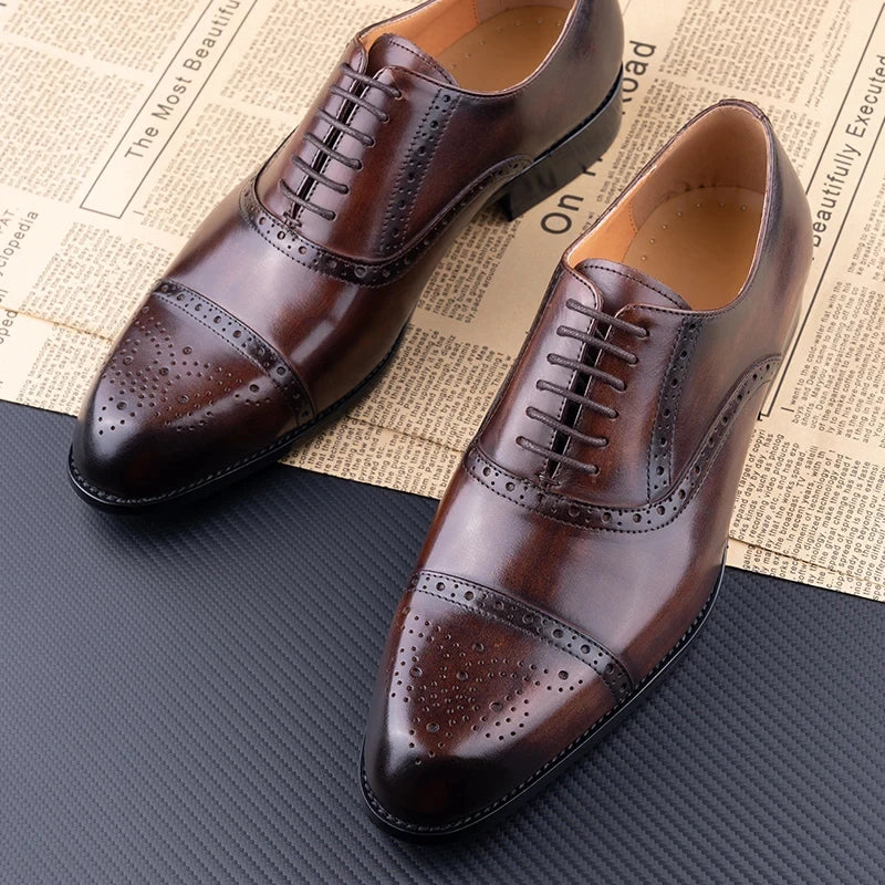 Classic Brogue Leather Dress Shoes