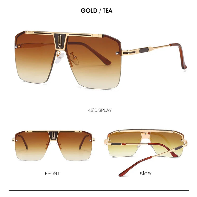 Vintage Design Oversized Rimless Sun Glasses