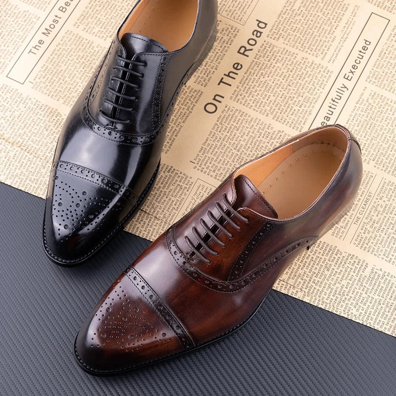 Classic Brogue Leather Dress Shoes