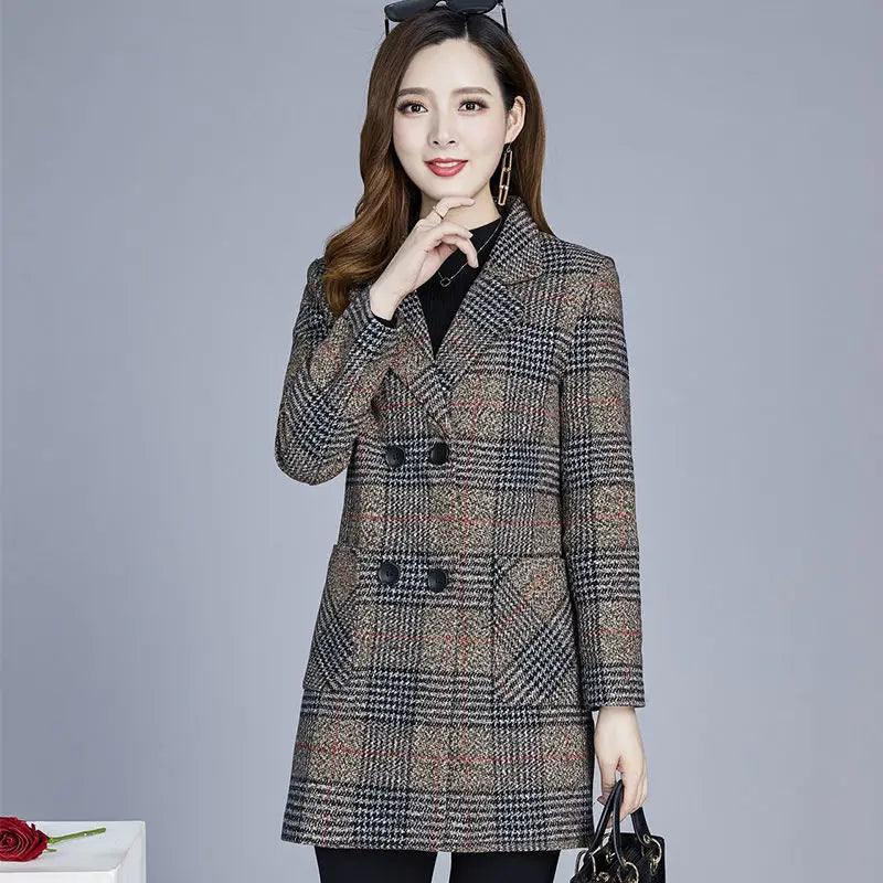 Plaid Wool Jacket Women’s Coat