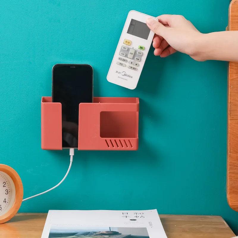 2-in-1 Wall Mounted Organizer – Remote Control & Phone Charging Holder