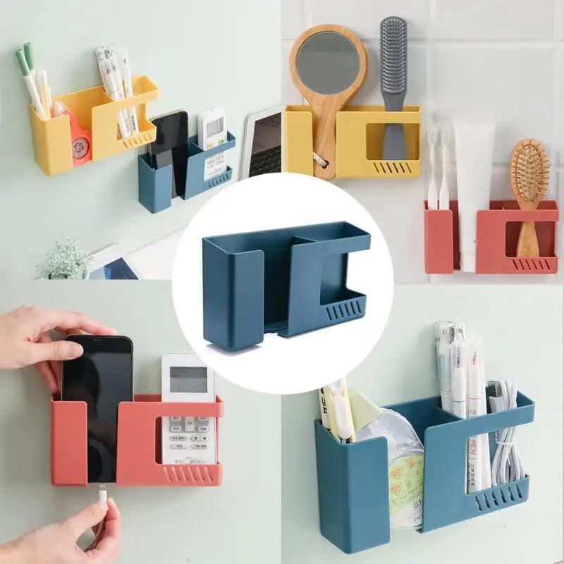 2-in-1 Wall Mounted Organizer – Remote Control & Phone Charging Holder