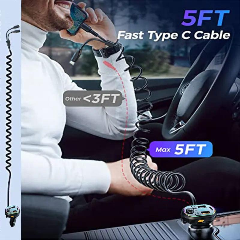 Bluetooth 5.0 FM Transmitter – Wireless Car MP3 Player with Fast Charge