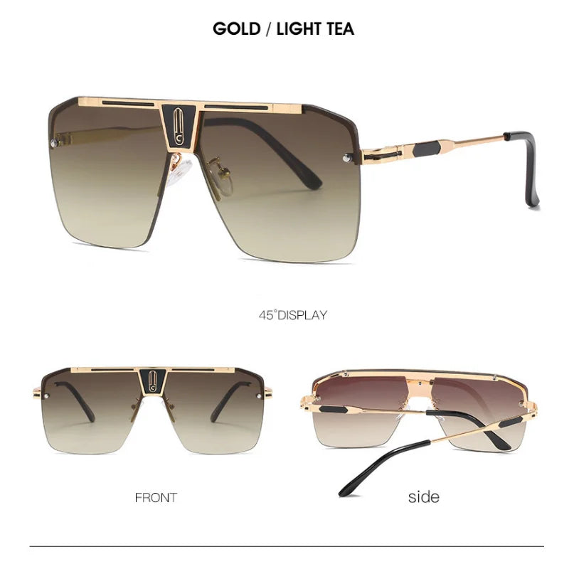 Vintage Design Oversized Rimless Sun Glasses