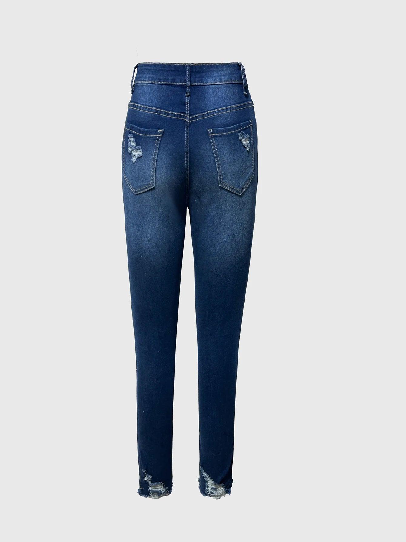 Women's High Waist Ripped Jeans