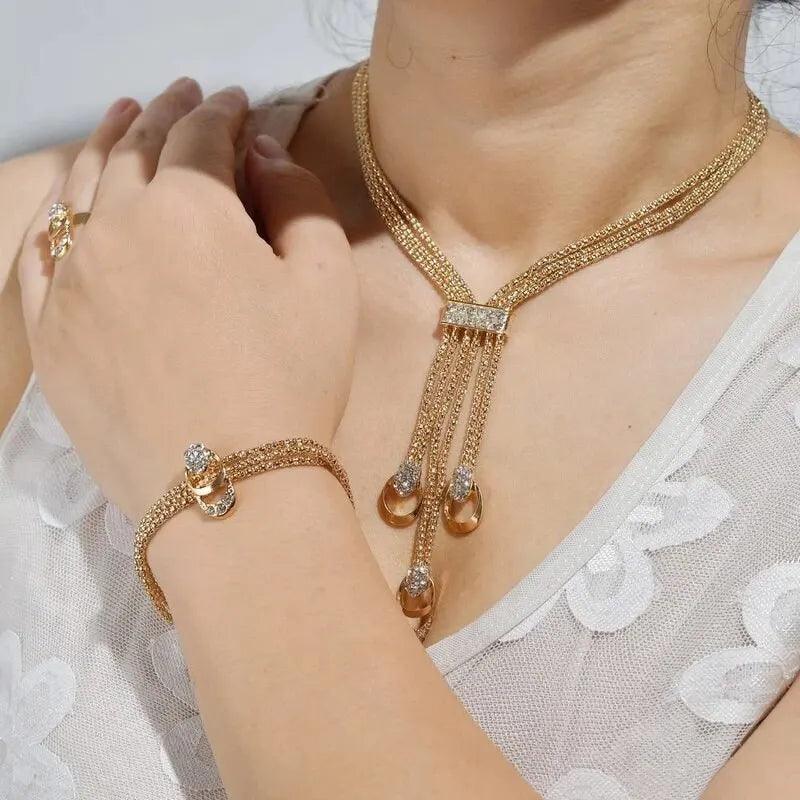 4Pcs Golden Jewelry Set For Women