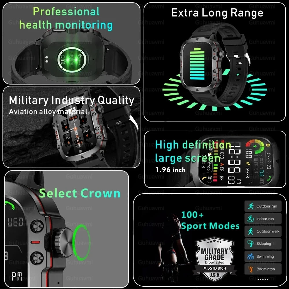 New Rugged Military Fitness Smart Watch