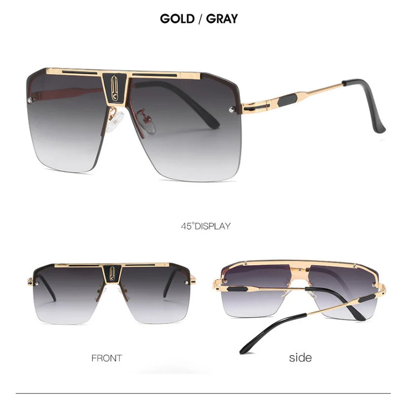 Vintage Design Oversized Rimless Sun Glasses