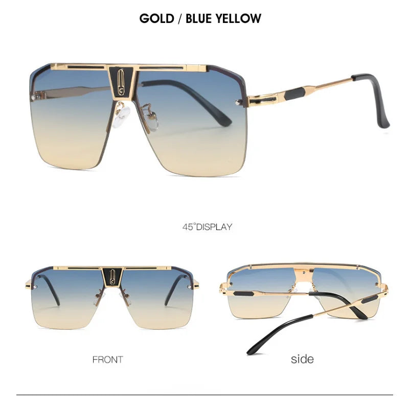 Vintage Design Oversized Rimless Sun Glasses