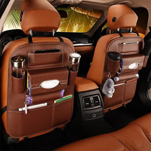 Universal Car Seat Back Organizer Bag – PU Leather Storage Solution