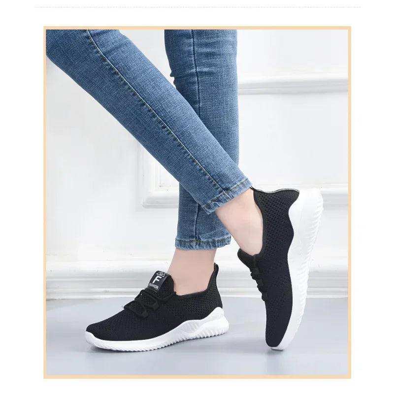 Women's Casual Sneakers Summer Comfortable Breathable Platform Shoes Fashion Women Versatile Lace-up Shoes