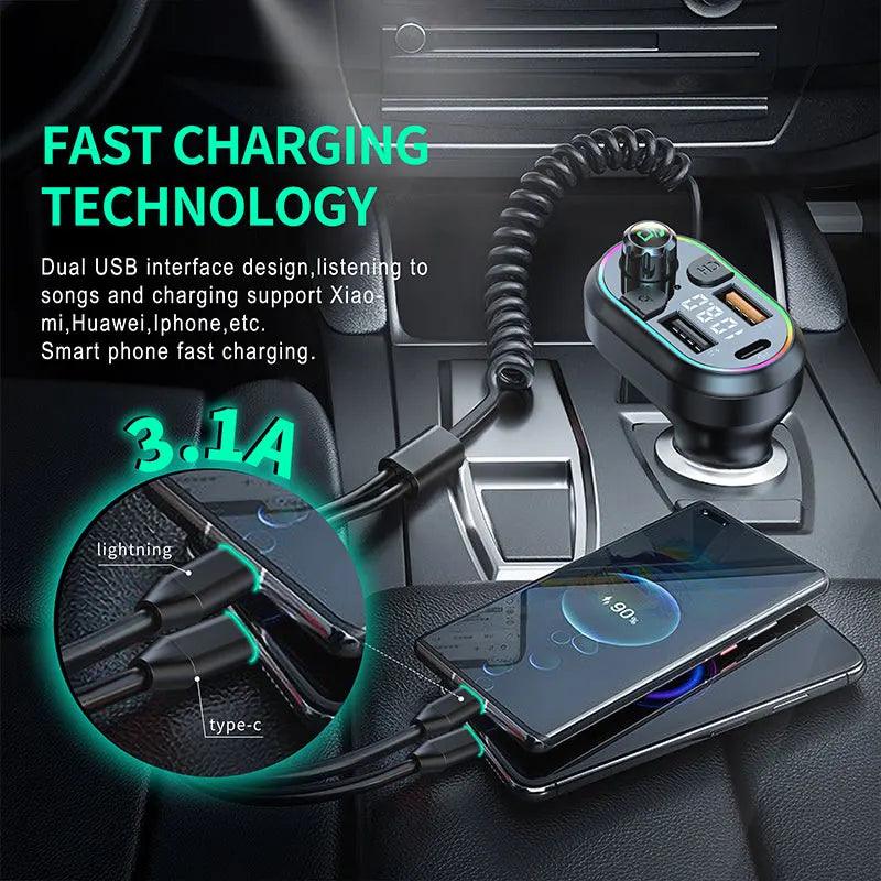 Bluetooth 5.0 FM Transmitter – Wireless Car MP3 Player with Fast Charge