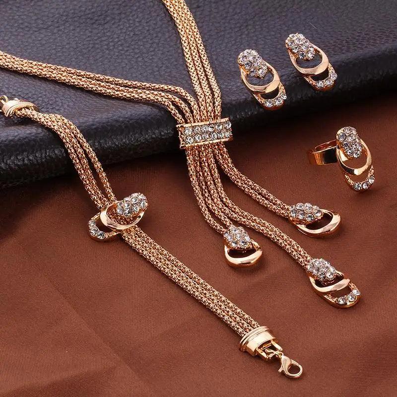 4Pcs Golden Jewelry Set For Women