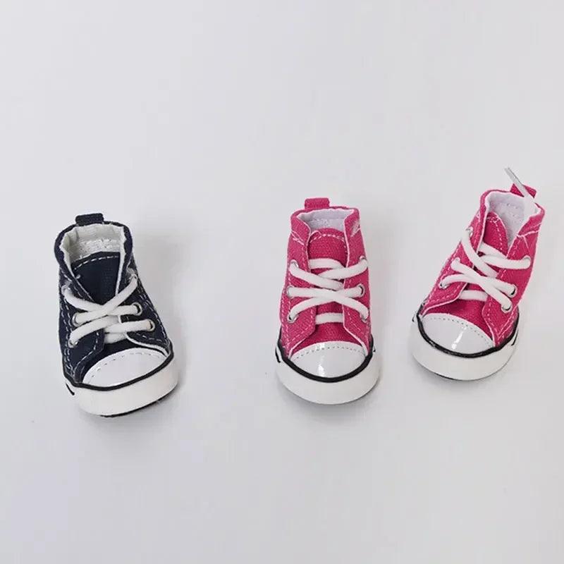 4 Pcs Anti-Skid Waterproof Dog Shoes – Breathable Canvas Sneakers