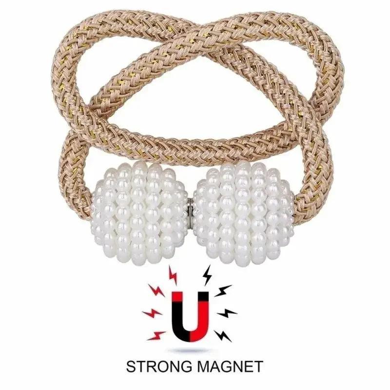 2PCS Pearl Magnetic Curtain Clips – Decorative Tie Back Buckles