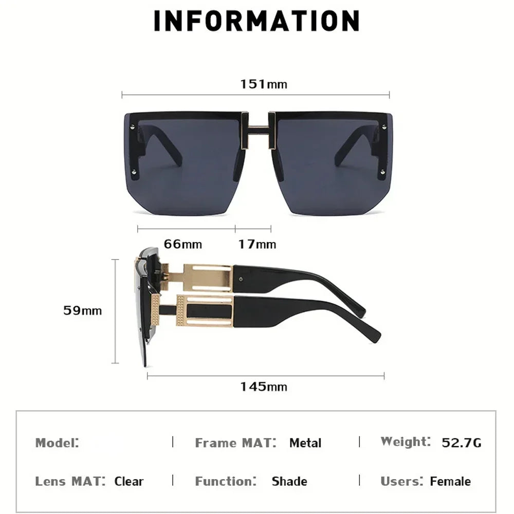 Rimless Luxury Square Sunglasses For Women
