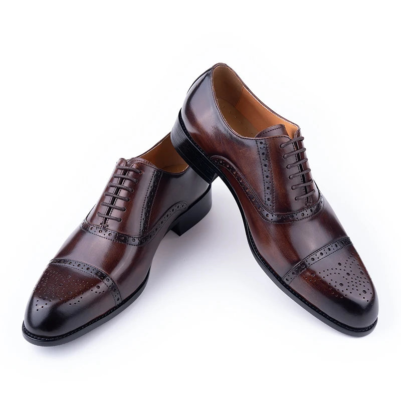 Classic Brogue Leather Dress Shoes