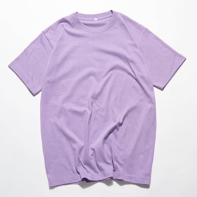 Solid Color Cotton T-Shirts Men's And Women's Short-sleeved T-shirts Icandoit1 Purple 2XL 