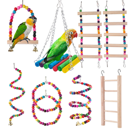 Bird Toys Set – Swing, Bell, and Perch for Parrots