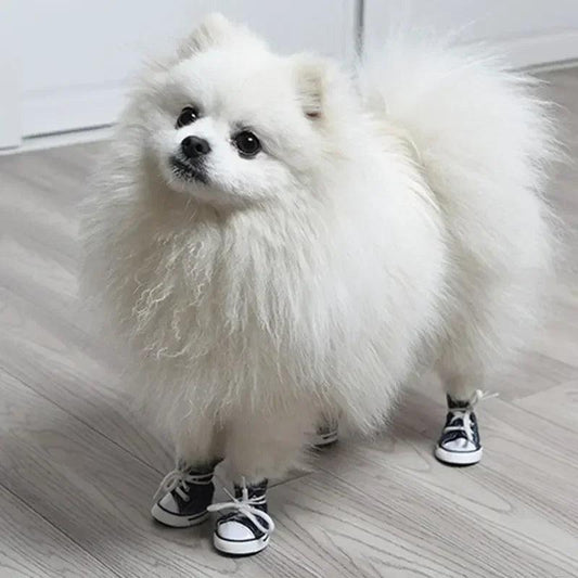 4 Pcs Anti-Skid Waterproof Dog Shoes – Breathable Canvas Sneakers