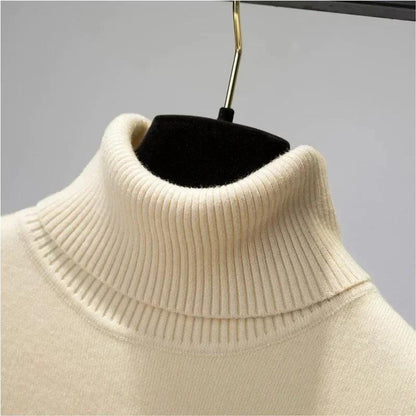 Turtleneck Winter Sweater Women Elegant Thicken Velvet Lined Warm Suiter Knitted Pullover Slim Tops Jersey Knitwear Jumper New