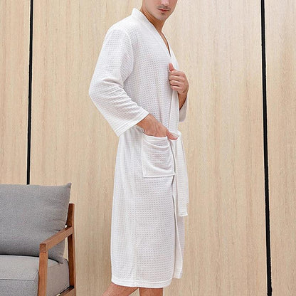 Autumn V-Neck Bathrobe Unisex Long Sleeve Pajamas