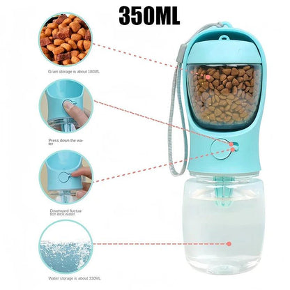 Portable Pet Water Bottle with Food Container