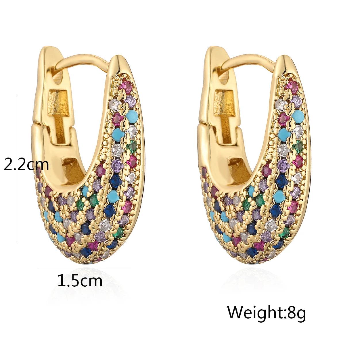 Gold Cubic Zirconia Geometric Hoop Earrings