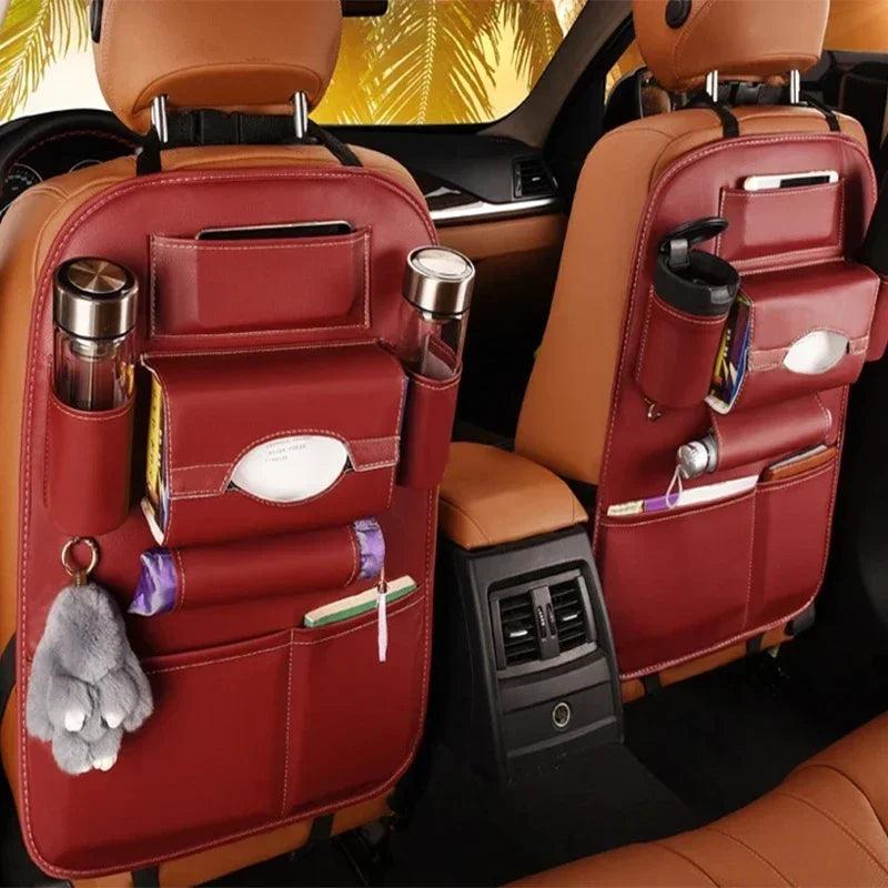 Universal Car Seat Back Organizer Bag – PU Leather Storage Solution