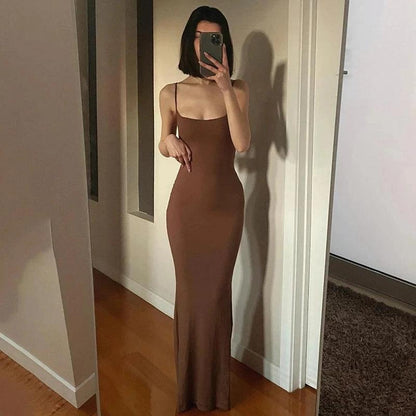 Satin Slip Backless Maxi Dress