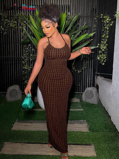 Women Maxi Dress Backless Sleeveless