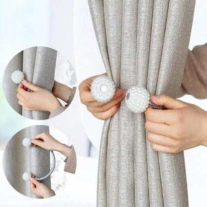 2PCS Pearl Magnetic Curtain Clips – Decorative Tie Back Buckles