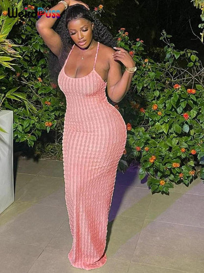 Women Maxi Dress Backless Sleeveless
