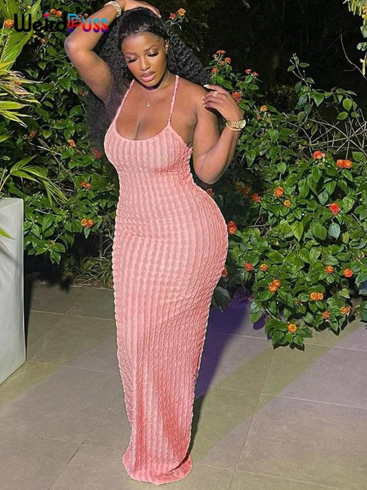 Women Maxi Dress Backless Sleeveless