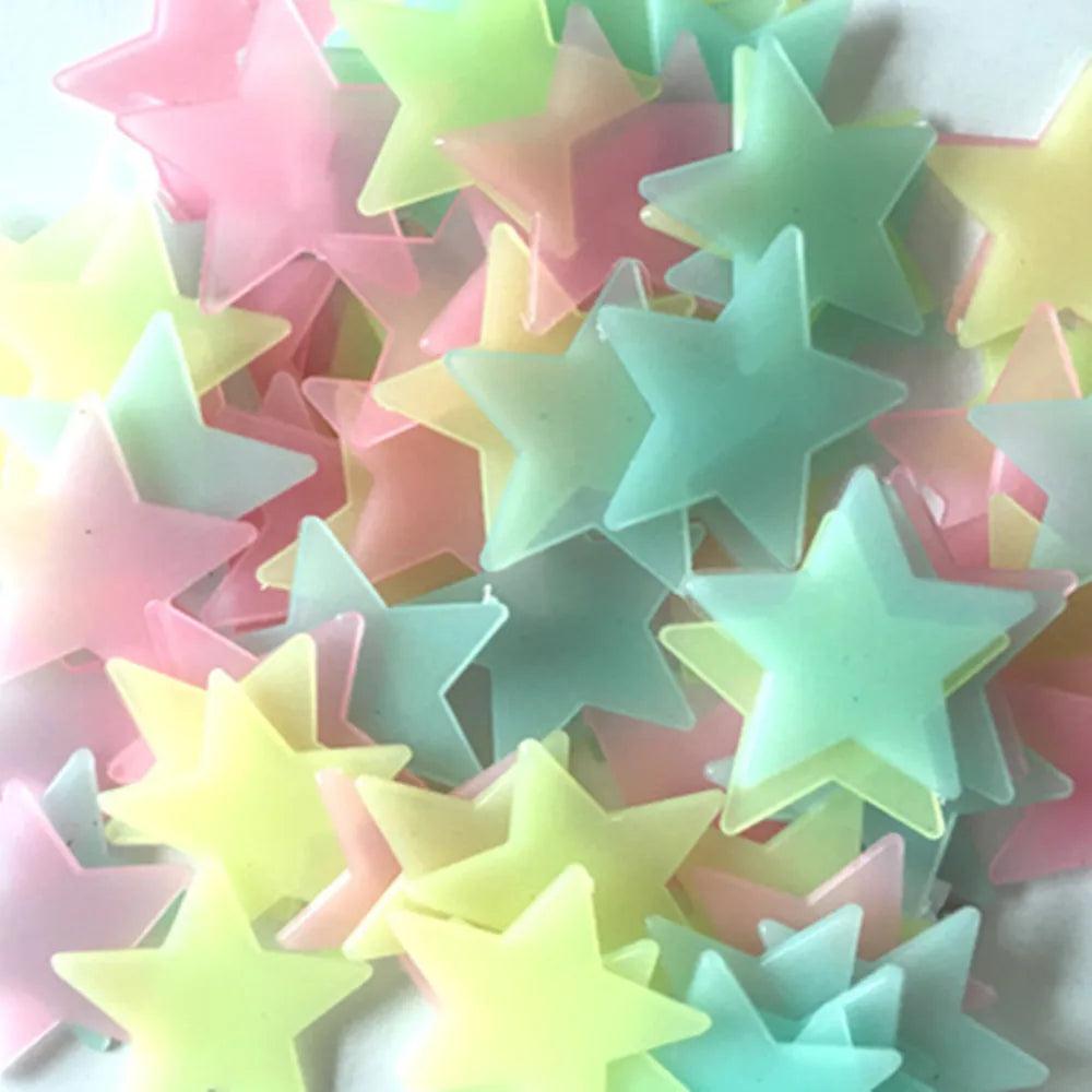 100 Glow-in-the-Dark Star Wall Stickers – Kids Room & Ceiling Decor