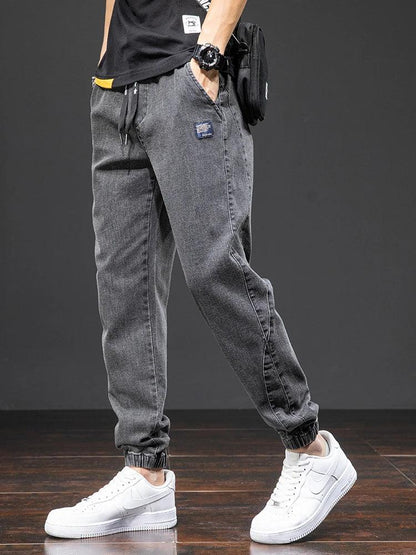 Men's Black Blue Cargo Jogger Pants