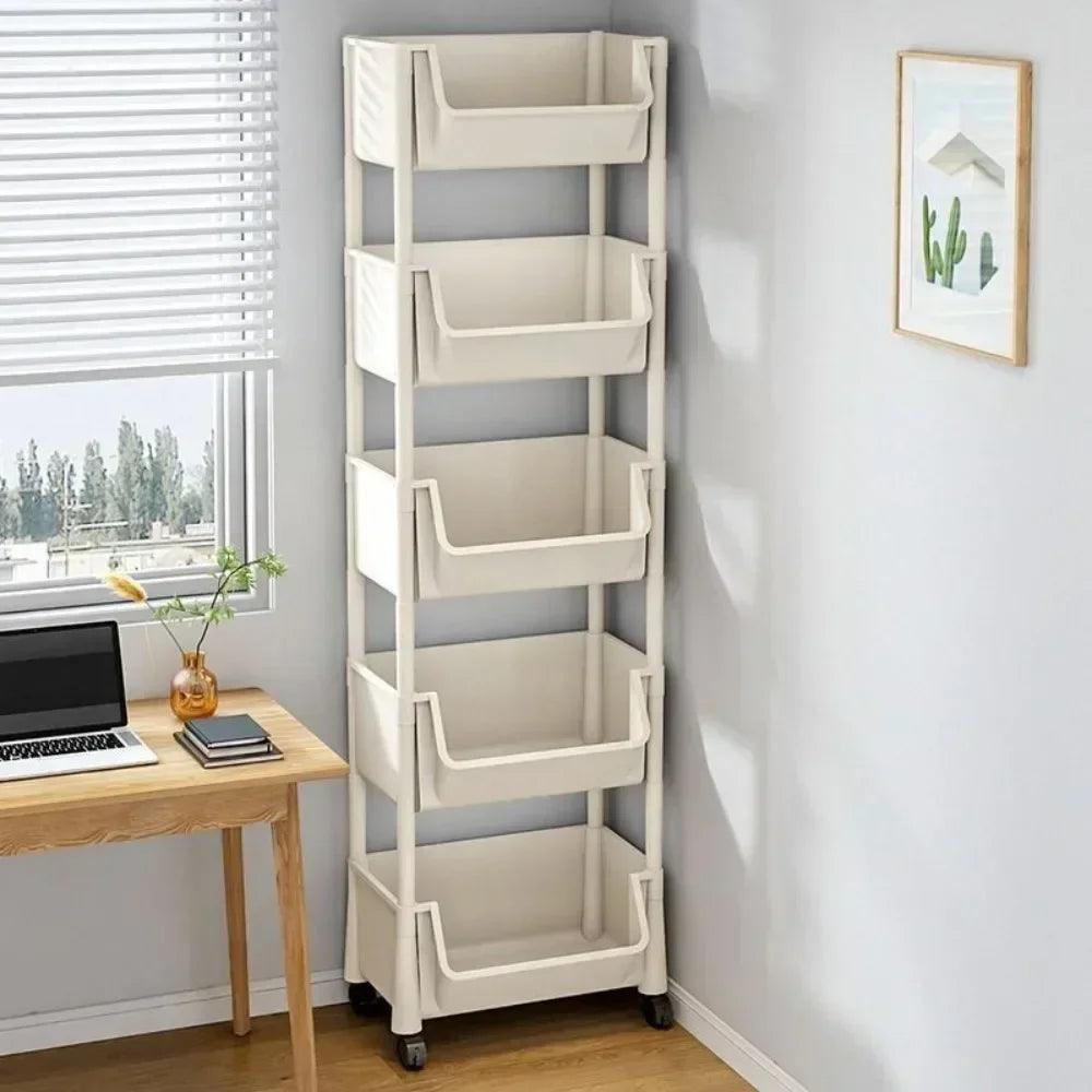 Trolley Bookshelf Kitchen Storage Rack Kitchen Corner Narrow Slit Storage Cabinet Bathroom Living Room Home Organizer