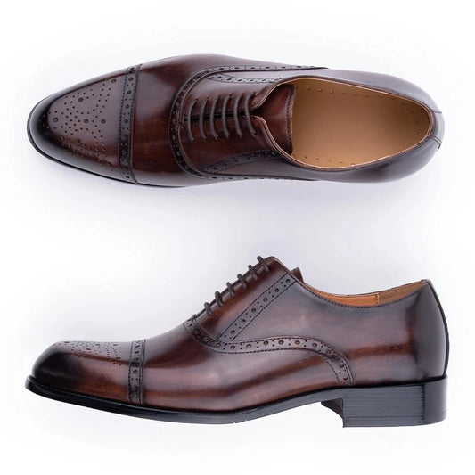 Classic Brogue Leather Dress Shoes