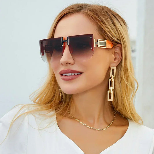 Rimless Luxury Square Sunglasses For Women