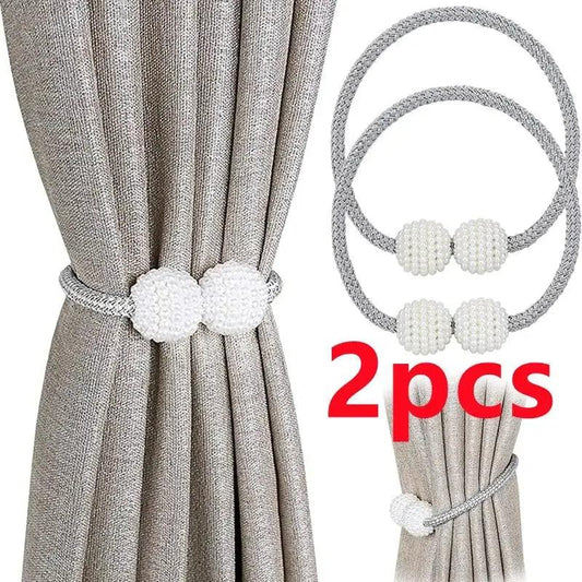 2PCS Pearl Magnetic Curtain Clips – Decorative Tie Back Buckles