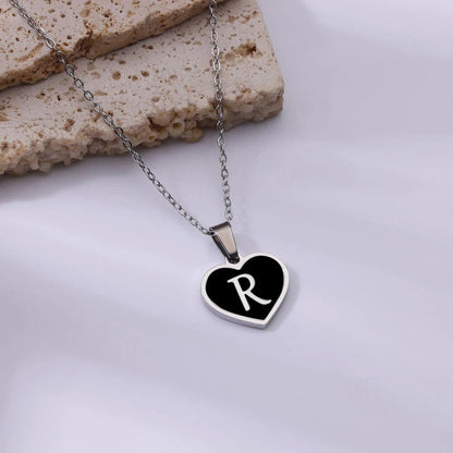 Initial Letter Heart Necklace Stainless Steel