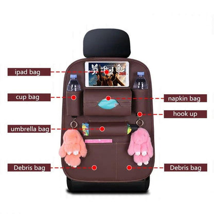 Universal Car Seat Back Organizer Bag – PU Leather Storage Solution
