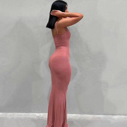 Satin Slip Backless Maxi Dress